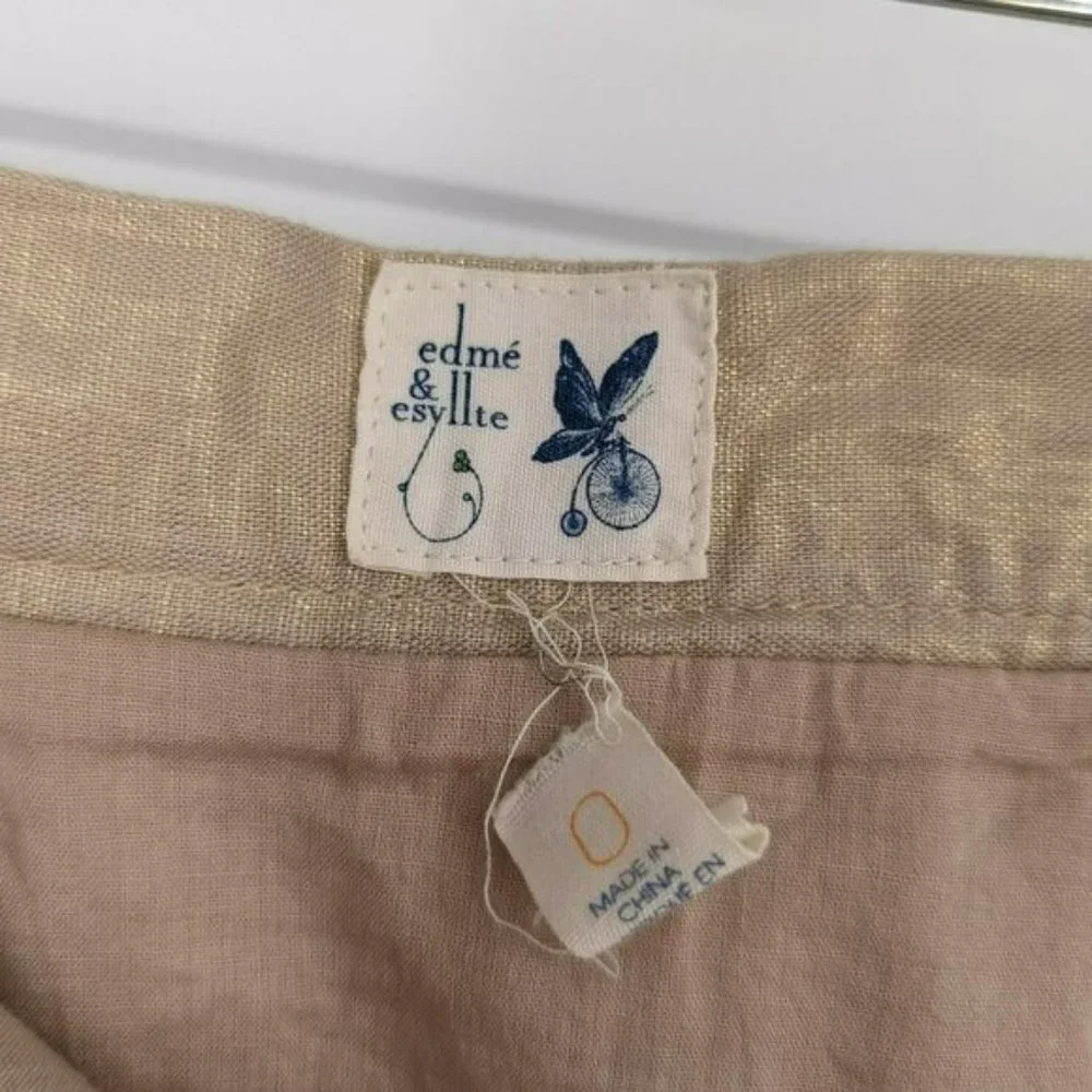 Anthropologie Edme & Esyllte Gilded Lily Tiered Skirt 0 Gold Shimmer Lined Slit